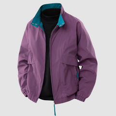 Black Mason™ Casual Spring Jacket by THE WHITMORE FAMILY, shown on a hanger with a lightweight, stylish design.