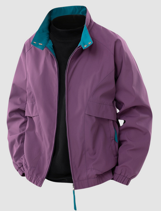 Black Mason™ Casual Spring Jacket by THE WHITMORE FAMILY, shown on a hanger with a lightweight, stylish design.