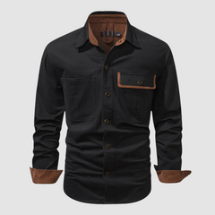 Black Mathew™ elegant long-sleeved shirt by THE WHITMORE FAMILY, featuring a tailored fit and classic design for versatile style.