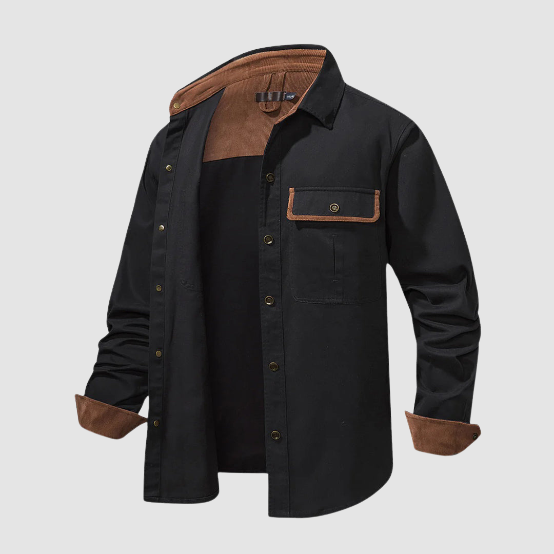 Black Mathew™ elegant long-sleeved shirt by THE WHITMORE FAMILY, featuring a stylish fit and classic design.
