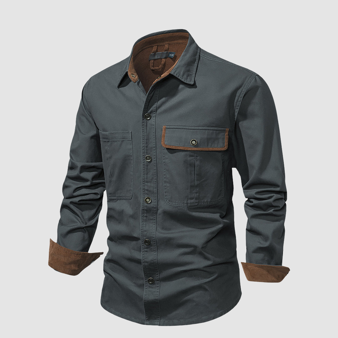 Black Mathew™ elegant long-sleeved shirt by THE WHITMORE FAMILY, featuring a tailored fit and classic collar.