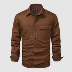 Black Mathew™ elegant long-sleeved shirt by THE WHITMORE FAMILY, featuring a tailored fit and classic design.