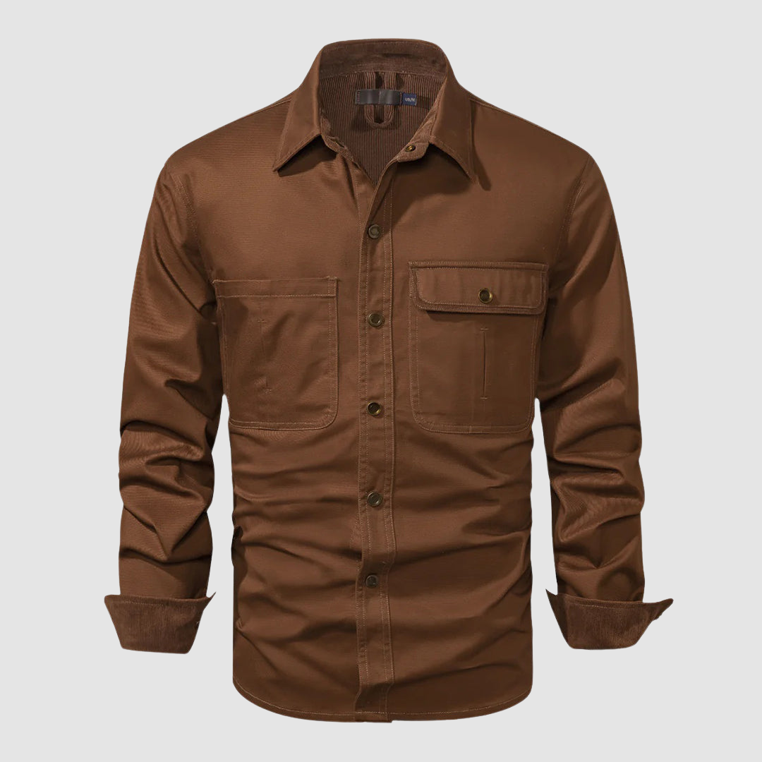 Black Mathew™ elegant long-sleeved shirt by THE WHITMORE FAMILY, featuring a tailored fit and classic design.