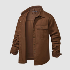 Black Mathew™ elegant long-sleeved shirt by THE WHITMORE FAMILY, shown on a model with a classic fit and button-down design.