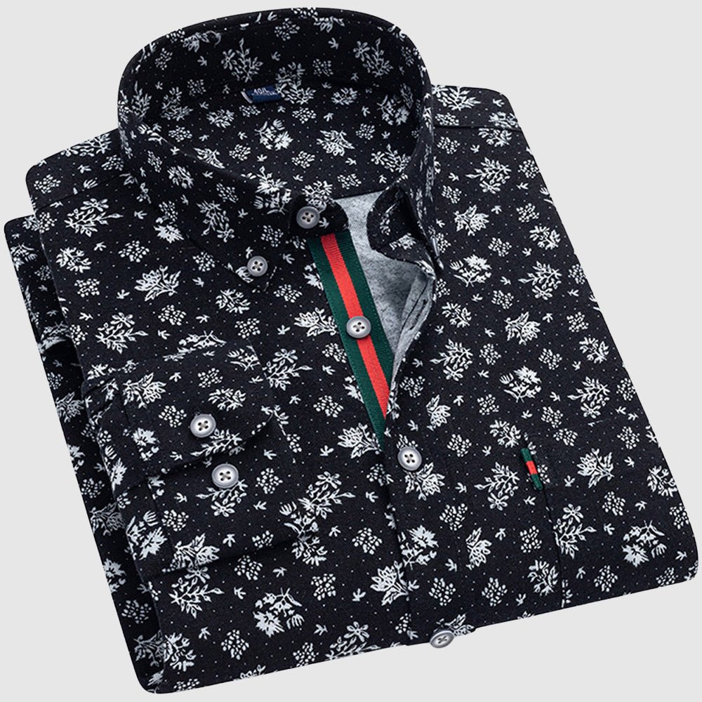 Valentino Floral Essence Shirt by THE WHITMORE FAMILY featuring a vibrant floral print and classic button-up design.