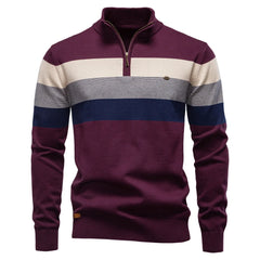 Black Lukas™ Elegant Pullover by THE WHITMORE FAMILY, featuring a sleek design with subtle blue accents, displayed on a mannequin.