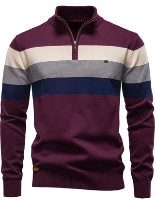 Black Lukas™ Elegant Pullover by THE WHITMORE FAMILY, featuring a sleek design with subtle blue accents, displayed on a mannequin.