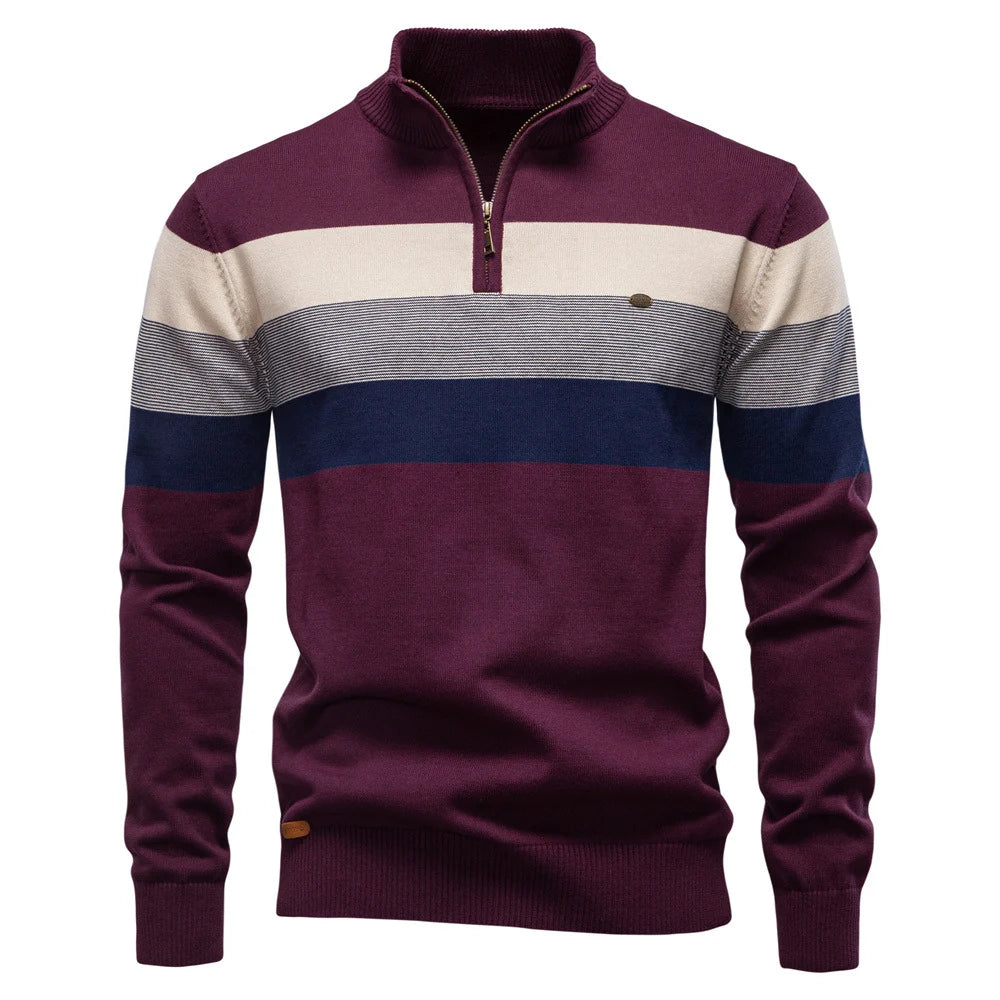 Black Lukas™ Elegant Pullover by THE WHITMORE FAMILY, featuring a sleek design with subtle blue accents, displayed on a mannequin.