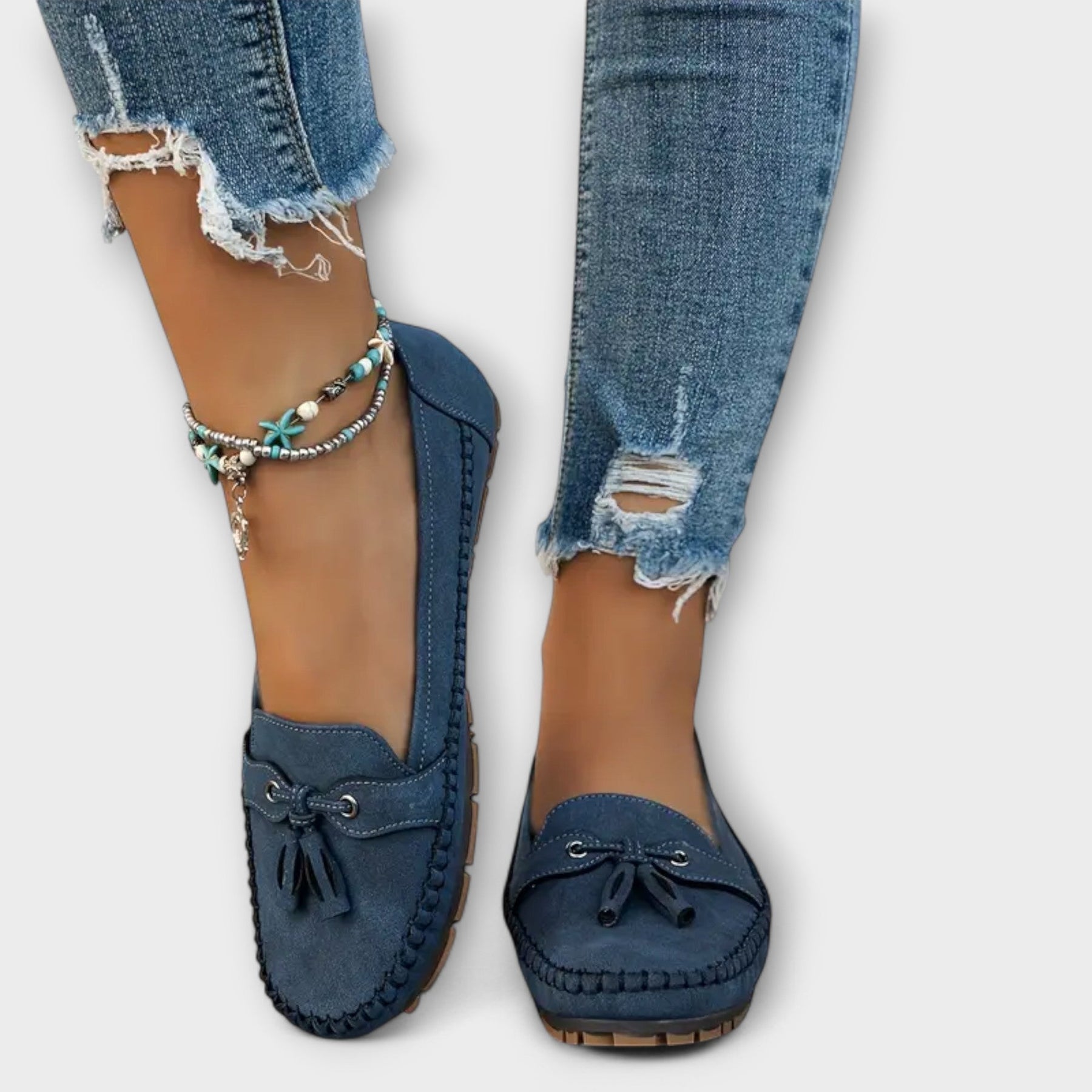 Blue Lisa stylish loafers by THE WHITMORE FAMILY featuring a sleek slip-on design and comfortable sole.