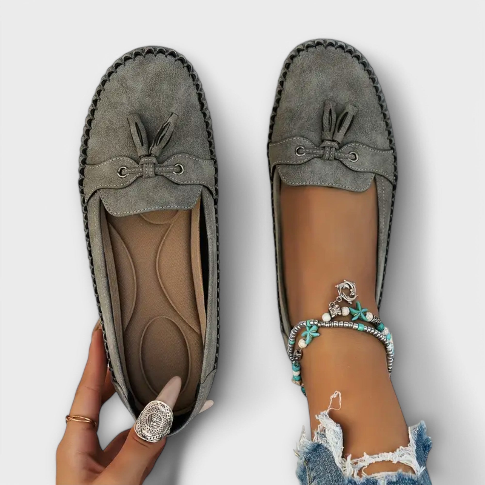 Blue Lisa stylish loafers by THE WHITMORE FAMILY featuring a sleek slip-on design and comfortable flat sole.