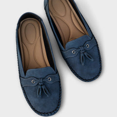 Blue Lisa stylish loafers by THE WHITMORE FAMILY, featuring a sleek design and comfortable slip-on style.