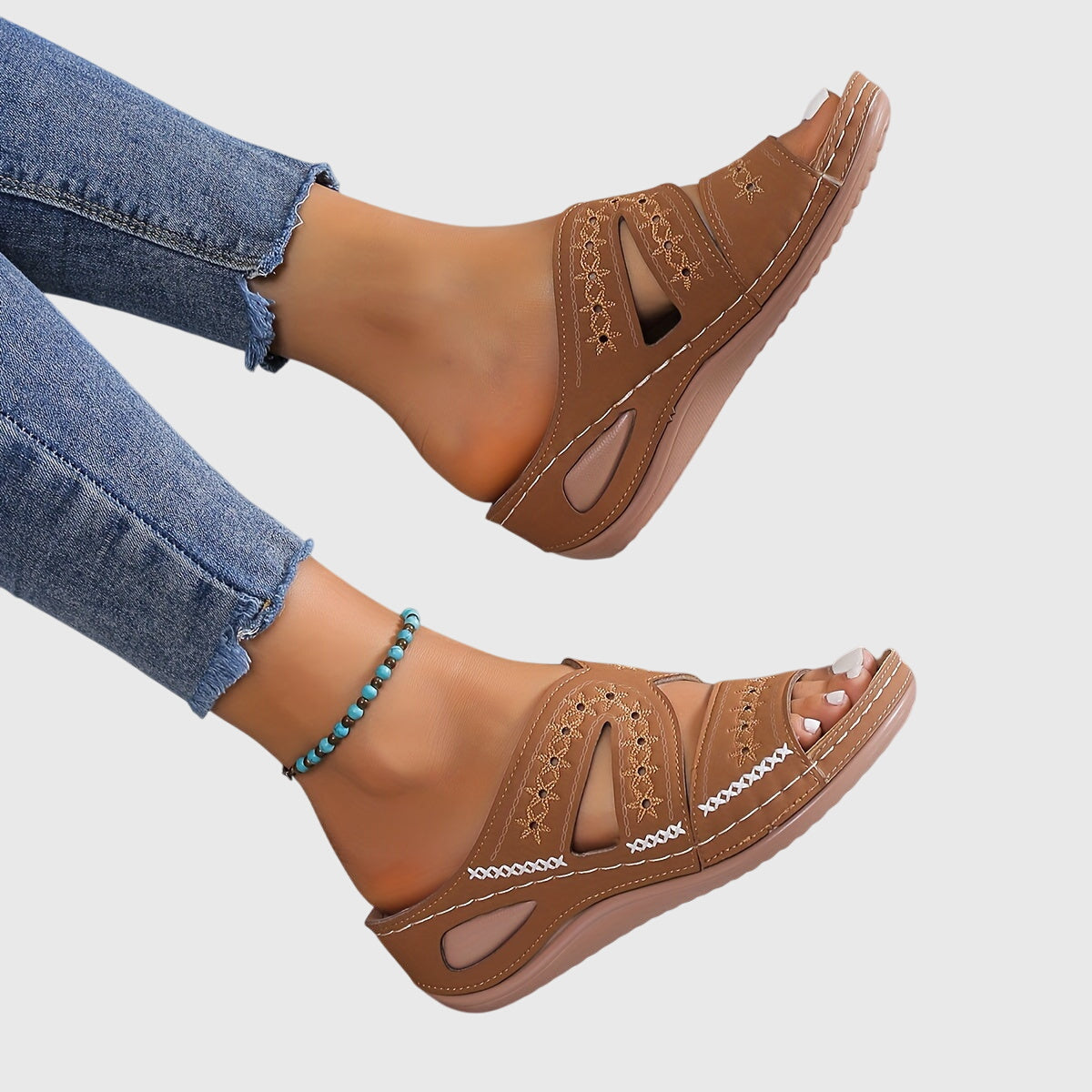 Noëlle™ lightweight orthopedic sandals in blue, designed for comfort and support, from THE WHITMORE FAMILY.