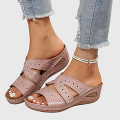 Blue Noëlle™ lightweight orthopedic sandals by THE WHITMORE FAMILY showing cushioned straps and supportive sole.