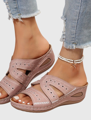 Blue Noëlle™ lightweight orthopedic sandals by THE WHITMORE FAMILY showing cushioned straps and supportive sole.