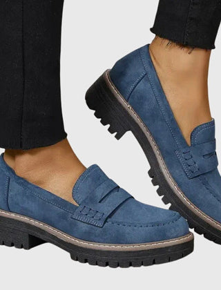 Blue Destiny Timeless Suede Loafers by THE WHITMORE FAMILY, stylish men's slip-on shoes with smooth suede finish.