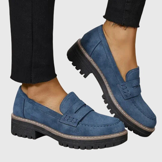 Blue Destiny Timeless Suede Loafers by THE WHITMORE FAMILY, stylish men's slip-on shoes with smooth suede finish.