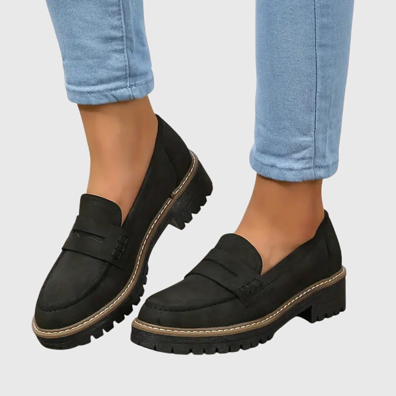 Blue Destiny Timeless Suede Loafers by THE WHITMORE FAMILY, classic slip-on footwear with a smooth suede finish.
