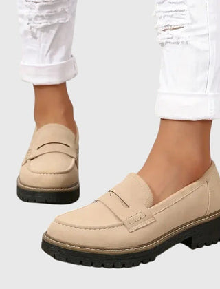 Blue Destiny Timeless Suede Loafers by THE WHITMORE FAMILY, featuring classic slip-on design and soft suede material.