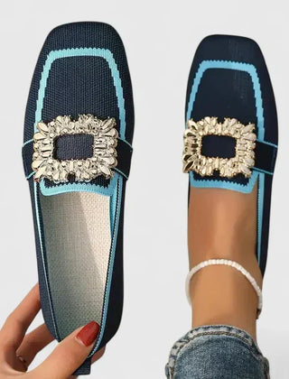 Blue Mary orthopedic loafers by THE WHITMORE FAMILY, featuring comfortable slip-on design and supportive sole.