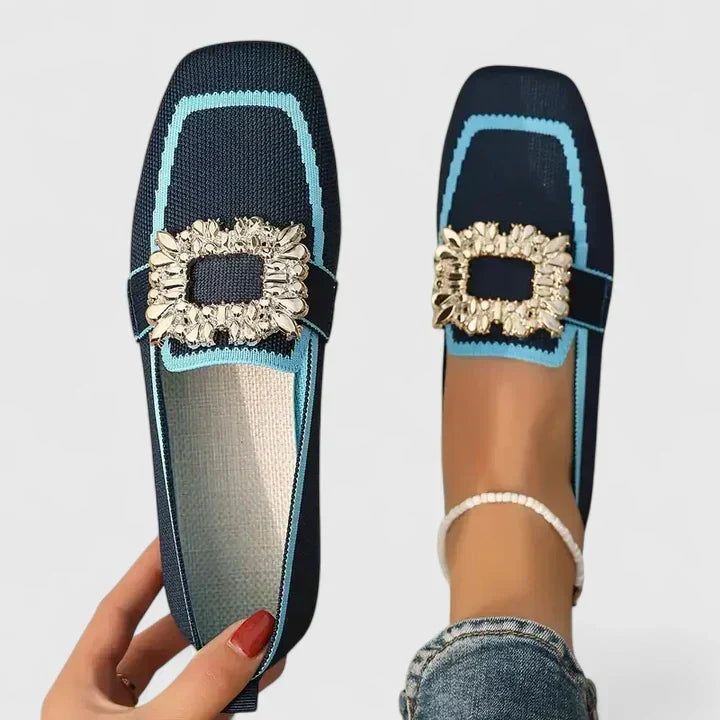Blue Mary orthopedic loafers by THE WHITMORE FAMILY, featuring comfortable slip-on design and supportive sole.