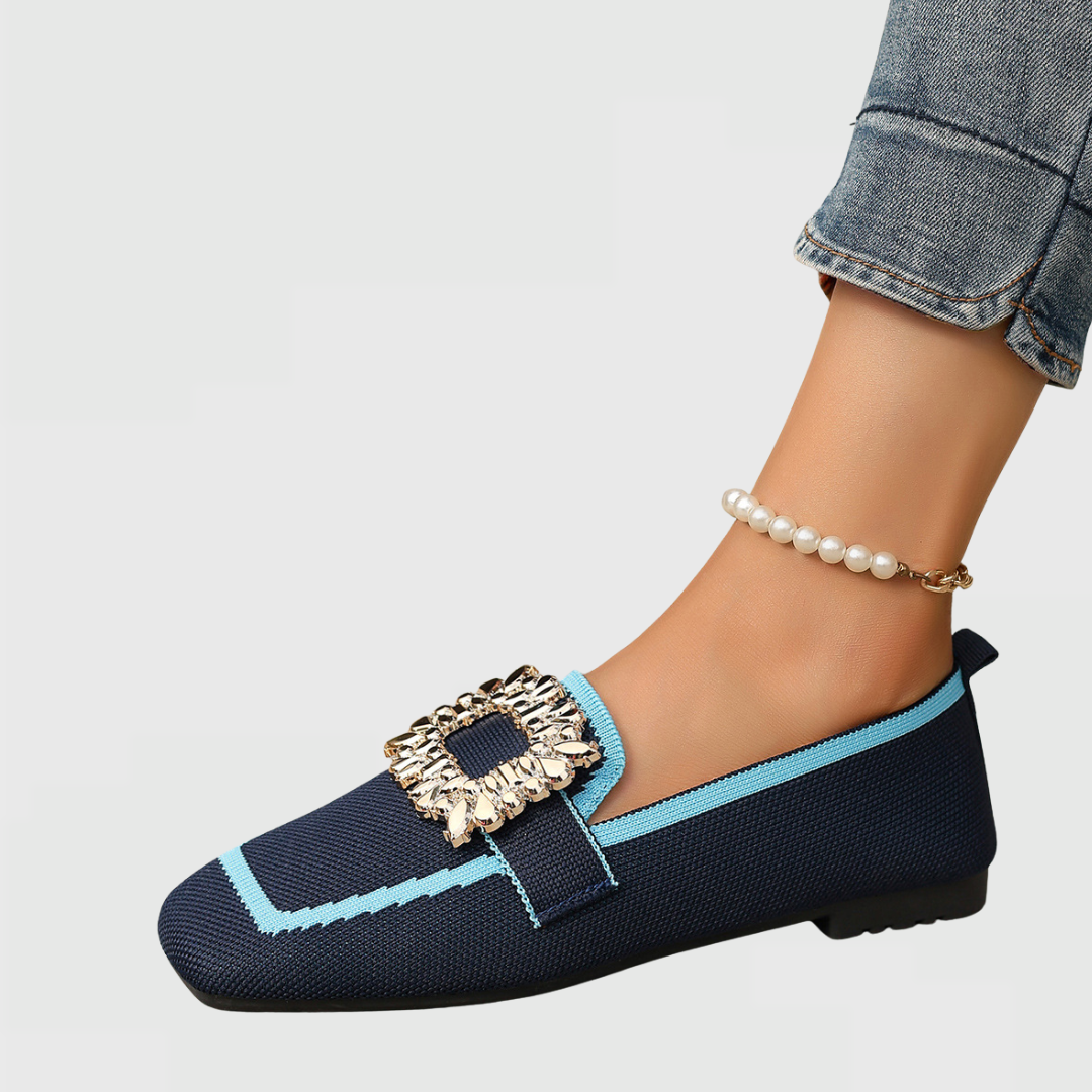 Blue Mary orthopedic loafers by THE WHITMORE FAMILY featuring a classic slip-on design and cushioned soles for comfort.
