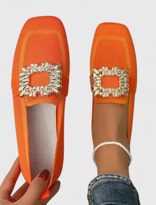 Blue THE WHITMORE FAMILY Mary orthopedic loafers with cushioned insoles and slip-on design, shown from a side angle.