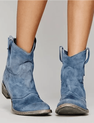 Blue Charlotte Suede Orthopedic Boots by THE WHITMORE FAMILY with supportive design and stylish suede finish.