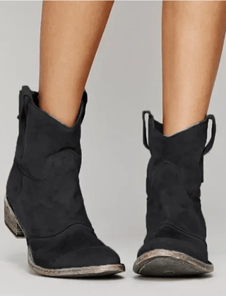 Blue Charlotte suede orthopedic boots by THE WHITMORE FAMILY with sturdy soles and a stylish, comfortable design.