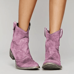 Blue Charlotte Suede Orthopedic Boots by THE WHITMORE FAMILY, featuring cushioned sole and supportive design for comfortable wear.