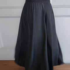Blue Lorraine™ comfortable pants with elastic waistband from THE WHITMORE FAMILY, featuring a relaxed fit and soft fabric.