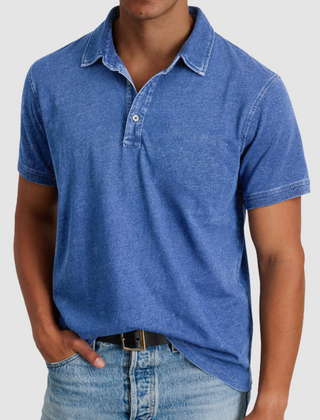 Blue Luther™ Classic Collared Polo shirt by THE WHITMORE FAMILY, featuring a traditional collar and short sleeves.