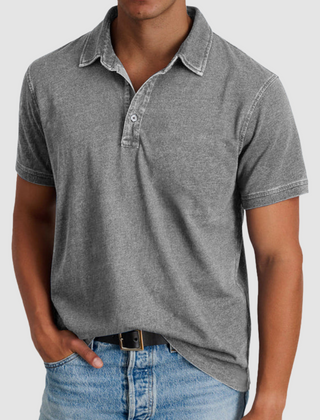 Blue Luther™ Classic Collared Polo shirt by THE WHITMORE FAMILY, shown flat with collar and short sleeves.