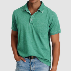 Blue Luther™ Classic Collared Polo by THE WHITMORE FAMILY, featuring a button-up collar and a casual fit.