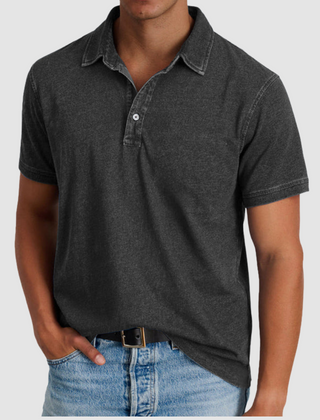 Blue Luther™ Classic Collared Polo by THE WHITMORE FAMILY, featuring a traditional collar and button-front design.