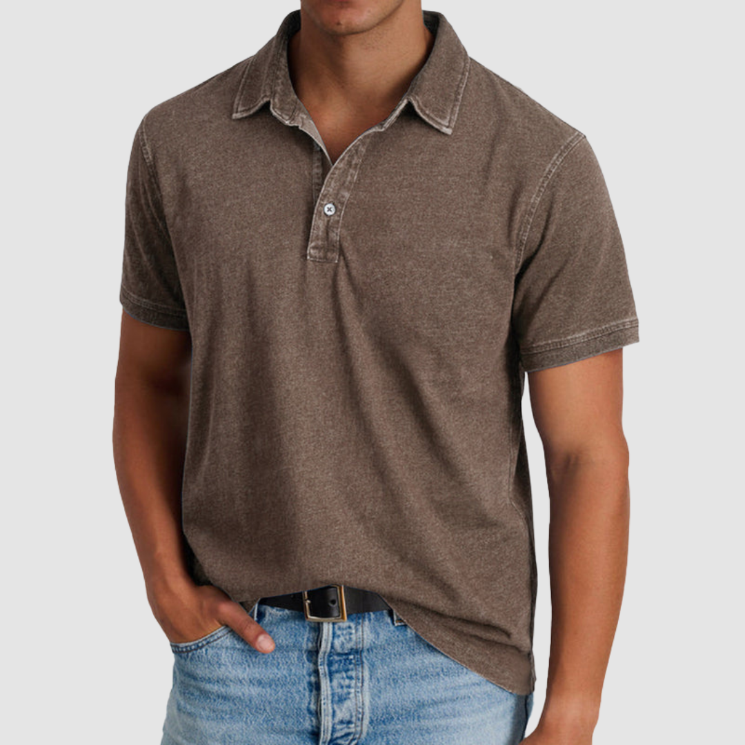 Blue Luther™ Classic Collared Polo shirt by THE WHITMORE FAMILY, shown on a mannequin with a clean background.