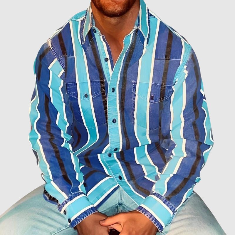 Blue Victor Duval™ Vintage Odyssey Shirt by THE WHITMORE FAMILY, featuring classic design and comfortable fit.