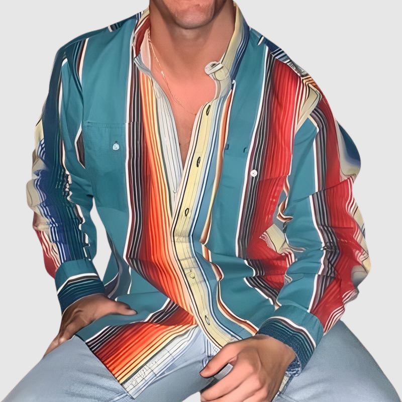 Victor Duval Vintage Odyssey Shirt by THE WHITMORE FAMILY, featuring retro-inspired design and classic collar on soft fabric.