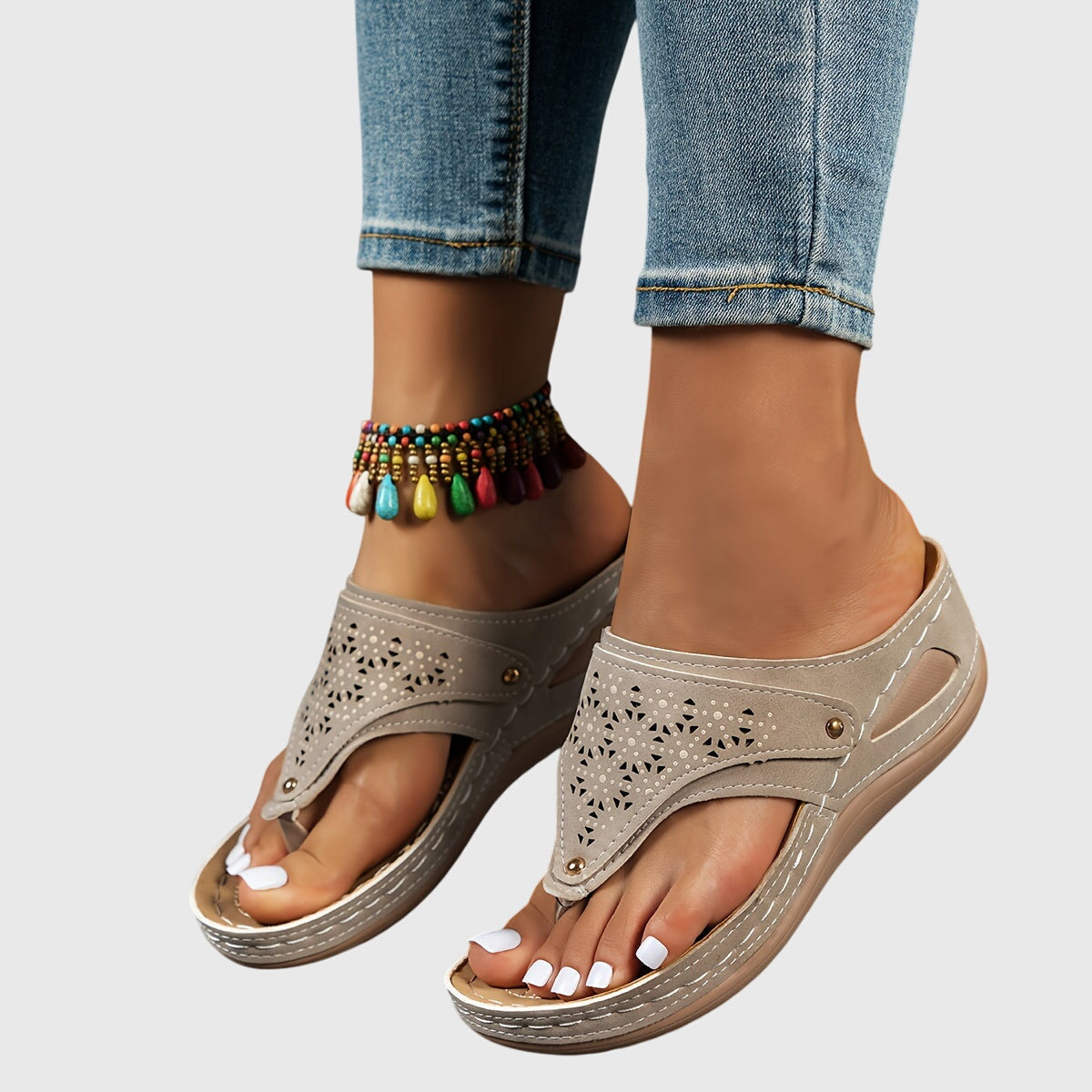 Bordeaux red Livia™ comfortable sandals by THE WHITMORE FAMILY featuring cushioned straps and a sturdy sole.