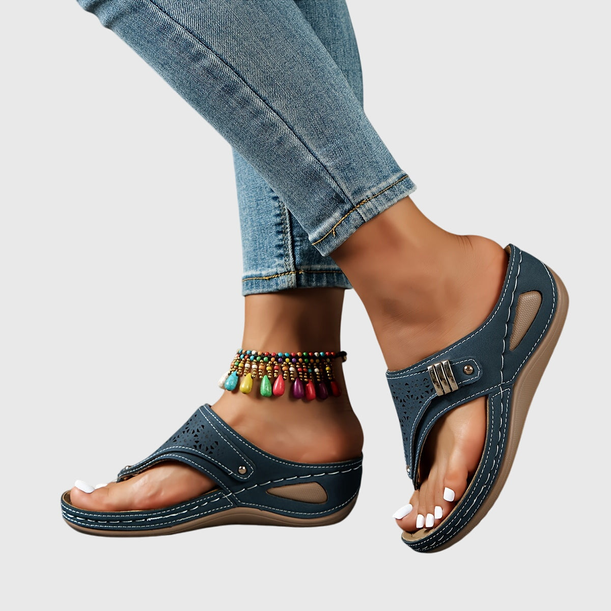 Bordeaux red Livia™ comfortable sandals by THE WHITMORE FAMILY with cushioned straps and sturdy sole, perfect for casual wear.