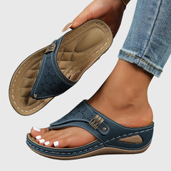 Bordeaux red Livia™ comfortable sandals by THE WHITMORE FAMILY with open-toe design and cushioned soles.