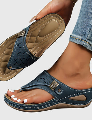 Bordeaux red Livia™ comfortable sandals by THE WHITMORE FAMILY with open-toe design and cushioned soles.