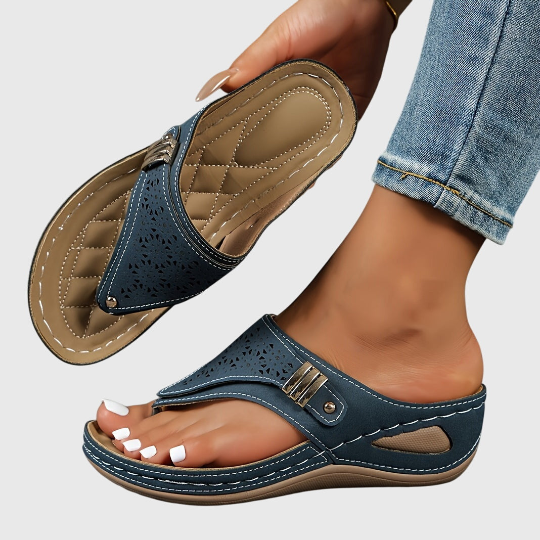 Bordeaux red Livia™ comfortable sandals by THE WHITMORE FAMILY with open-toe design and cushioned soles.