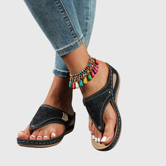 Bordeaux red Livia™ comfortable sandals by THE WHITMORE FAMILY with cushioned straps and sturdy sole, perfect for casual wear.