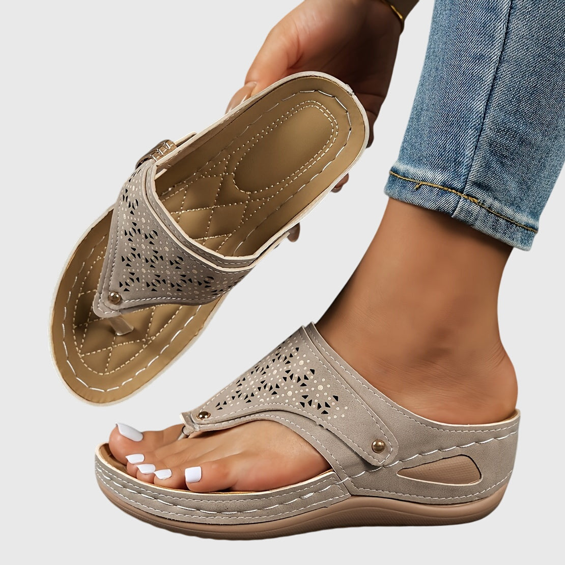 Bordeaux red Livia™ comfortable sandals by THE WHITMORE FAMILY featuring cushioned straps and durable sole.