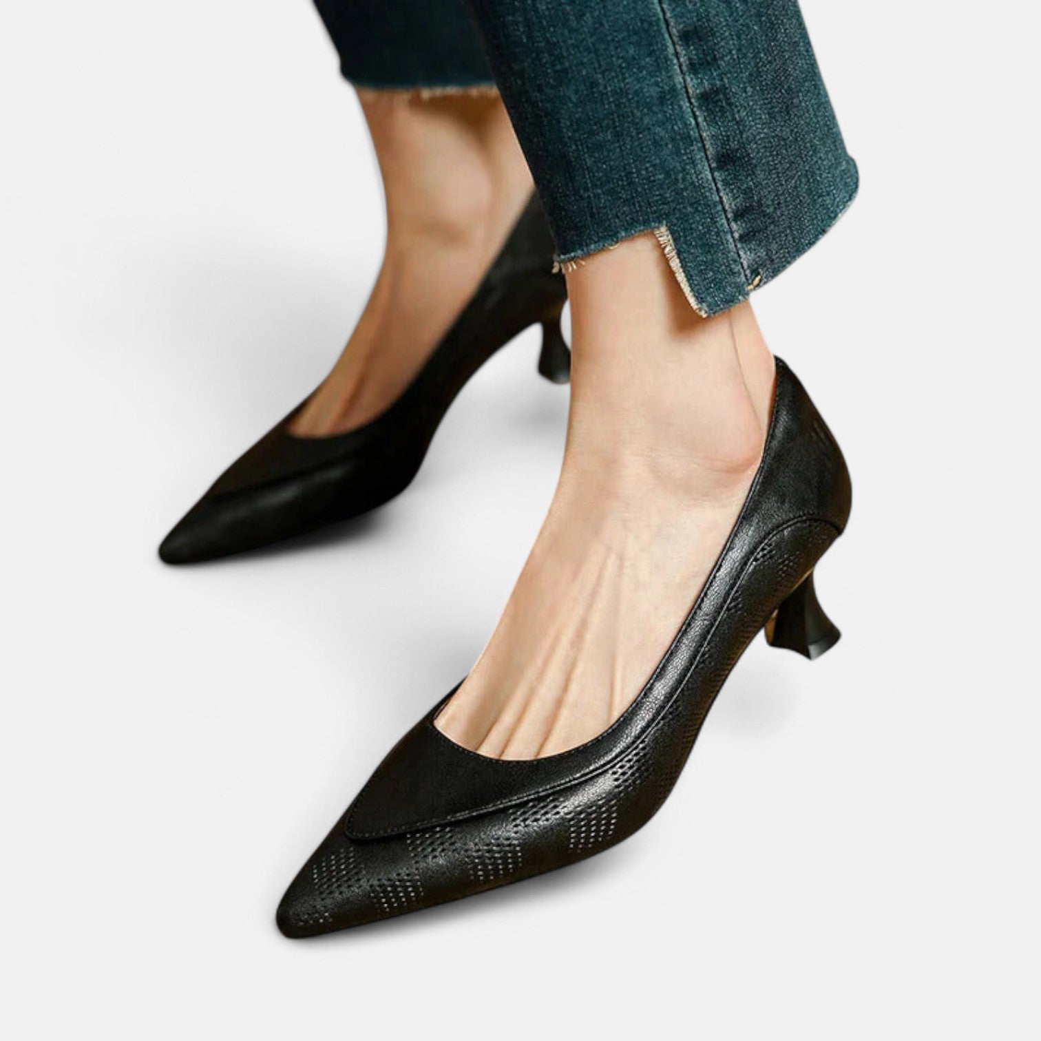 Brown Amara leather heels by THE WHITMORE FAMILY with a sleek pointed toe and stylish ankle strap.