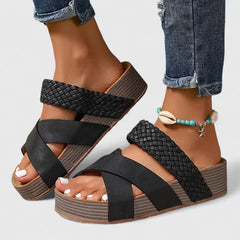 Brown Danyzelle™ orthopedic sandals by THE WHITMORE FAMILY with cushioned straps and supportive soles for comfort.