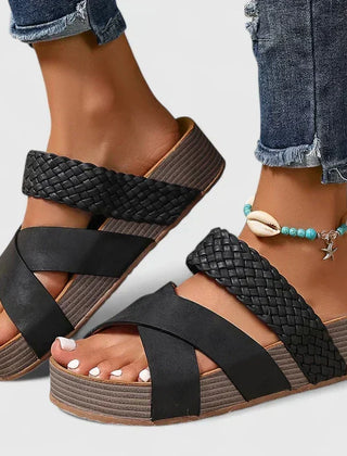 Brown Danyzelle™ orthopedic sandals by THE WHITMORE FAMILY with cushioned straps and supportive soles for comfort.
