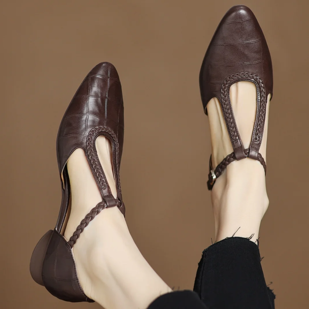 Brown Lily Leather Mary Janes by THE WHITMORE FAMILY featuring classic design and rounded toe for girls' dress shoes
