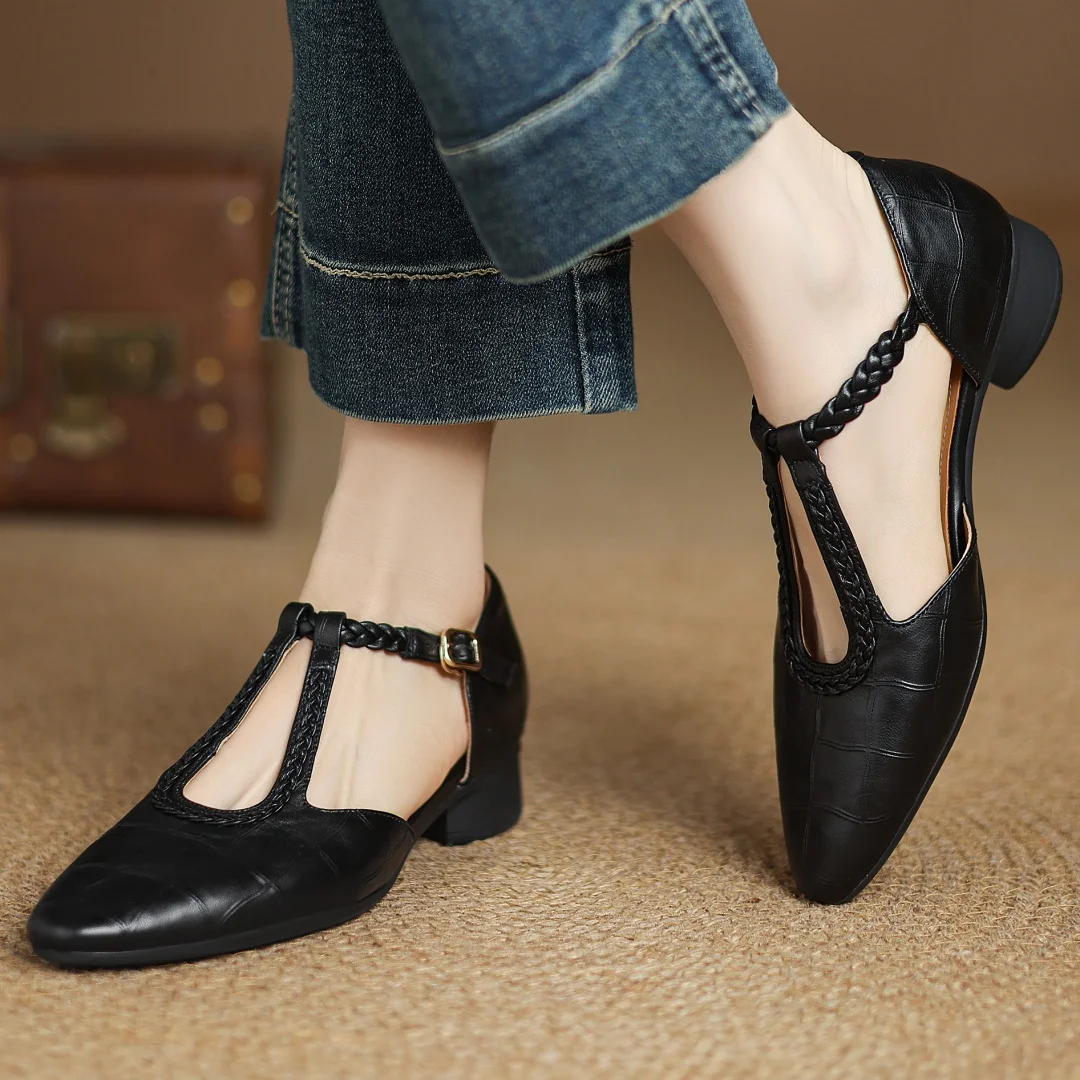Brown leather Lily Mary Janes by THE WHITMORE FAMILY featuring classic strap design and soft, durable leather.