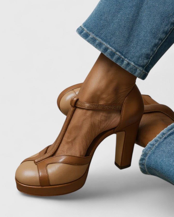 Brown Nadia sophisticated heels by THE WHITMORE FAMILY, stylish women's footwear with a sleek pointed toe design.